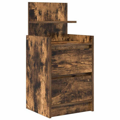 Berkfield Durable Bedside Cabinet With 2 Drawers Smoked Oak 38X34X80 Cm