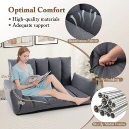 Upholstered Recliner Chair With 5-Position Adjustable Backrest & Metal Frame - thumbnail 5