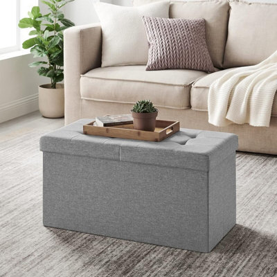 Songmics Ottoman, Multi-Purpose Storage Bench, Foldable With Flip-Top Lid, For Bedroom, Living Room, And Hallway, Light Grey - image 1