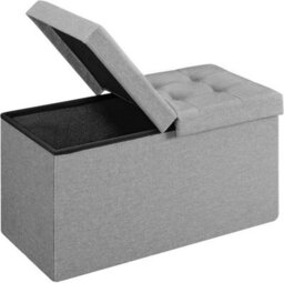 Songmics Ottoman, Multi-Purpose Storage Bench, Foldable With Flip-Top Lid, For Bedroom, Living Room, And Hallway, Light Grey - thumbnail 6