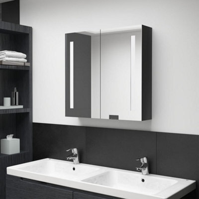 Vidaxl Led Bathroom Mirror Cabinet Shining Black 62X14X60 Cm - image 1