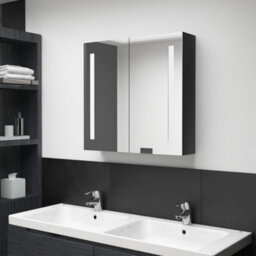 Vidaxl Led Bathroom Mirror Cabinet Shining Black 62X14X60 Cm