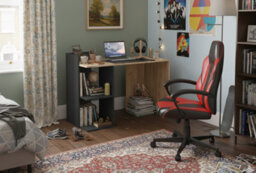 Computer Desk Shefa Line Iris Anthracite - Gold Craft Oak - thumbnail 1