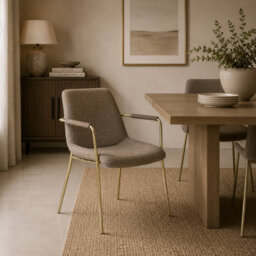 Where Saints Go Ltd Reese Dining Armchairs Pack Of 2, Taupe Velvet, Gold Metal Frames By Where Saints Go - thumbnail 1