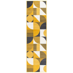 Bravich Hard Wearing Hessian Backed Stair Runner Kitchen Mat - Texas Mustard & Navy Art Deco - 60X600Cm (2'x20') - thumbnail 3