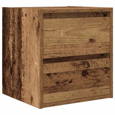 Berkfield Durable Wall-Mounted Bedside Cabinet Old Wood 38X34X40 Cm
