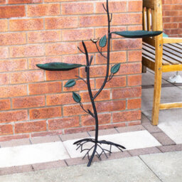 Netagon Outdoor Garden Free Standing Weatherproof Leaf Bird Bath & Feeder Ornament - thumbnail 4