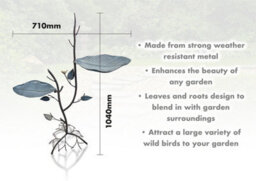Netagon Outdoor Garden Free Standing Weatherproof Leaf Bird Bath & Feeder Ornament - thumbnail 2