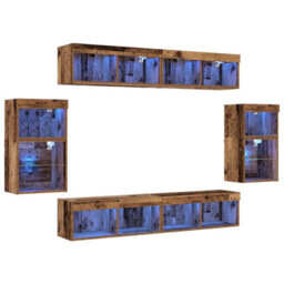 Berkfield Modern Floating Shelf 2 Pcs Old Wood 40X28.5X40 Cm Engineered Wood - thumbnail 1