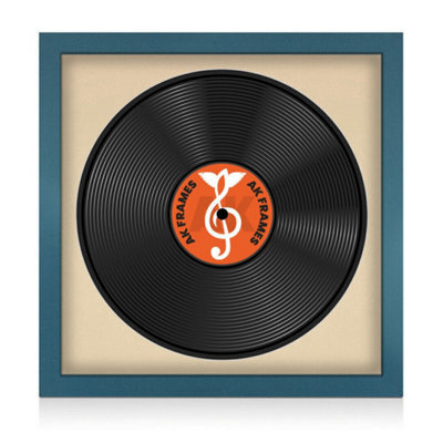 "16X16"" Navy Blue Modern Vinyl Record Frame With Ivory Mount For 12 Inch Lp Disc - Ak Frames" - image 1