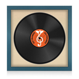"16X16"" Navy Blue Modern Vinyl Record Frame With Ivory Mount For 12 Inch Lp Disc - Ak Frames" - thumbnail 1