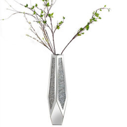 Artloge 85.5Cm H Large Mirrored Floor Vase Silver Crushed Diamond Flower Vase Chic Geometric Shap - thumbnail 9