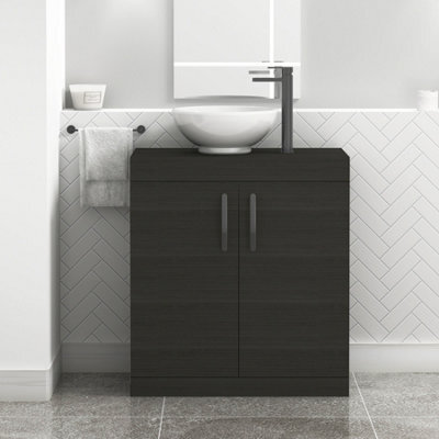 Royal Bathrooms Turin 800mm Floor Standing Vanity Unit 2 Door Hale Black & Countertop Basin - Breeze With Matt Black Handle - image 1