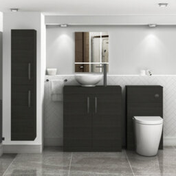 Royal Bathrooms Turin 800mm Floor Standing Vanity Unit 2 Door Hale Black & Countertop Basin - Breeze With Matt Black Handle - thumbnail 2