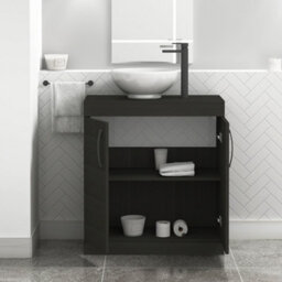 Royal Bathrooms Turin 800mm Floor Standing Vanity Unit 2 Door Hale Black & Countertop Basin - Breeze With Matt Black Handle - thumbnail 3