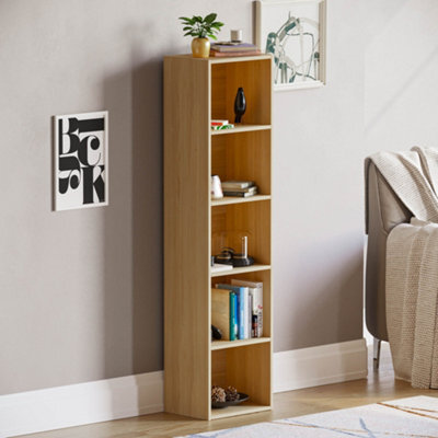 Lassic Vida Designs Oxford Oak 5 Tier Cube Bookcase Freestanding Shelving Unit (H)1320mm (W)320mm (D)240mm - image 1