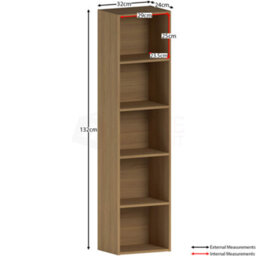 Lassic Vida Designs Oxford Oak 5 Tier Cube Bookcase Freestanding Shelving Unit (H)1320mm (W)320mm (D)240mm - thumbnail 2