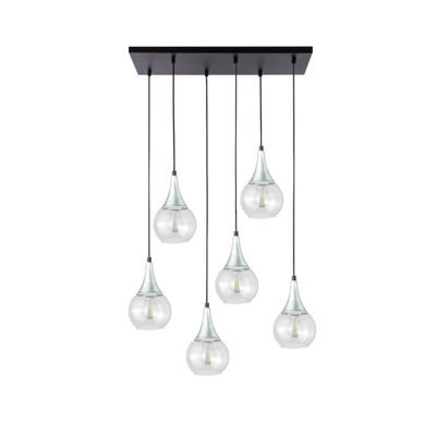 Luminosa Lighting Luminosa Lacrima Cluster Pendant Ceiling Light Black, Silver Transparent Glass Shade 6X E27 - image 1