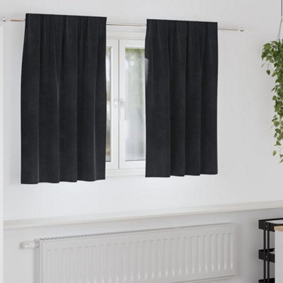 Berkfield Blackout Curtains With Top Tape 2 Pcs Black Velvet - image 1