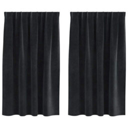 Berkfield Blackout Curtains With Top Tape 2 Pcs Black Velvet - thumbnail 2