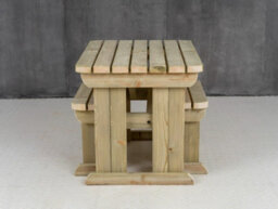 Arbor Garden Solutions Yews Picnic Bench - Wooden Rounded Garden Table And Bench Set (7Ft, Natural Finish) - thumbnail 2