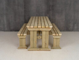 Arbor Garden Solutions Yews Picnic Bench - Wooden Rounded Garden Table And Bench Set (7Ft, Natural Finish) - thumbnail 3