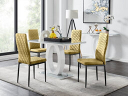 Furniturebox Uk Giovani 4 Grey Dining Table & 4 Mustard Velvet Milan Black Leg Chairs - thumbnail 1