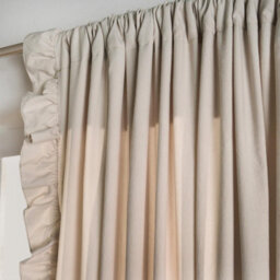 OHS Frill Voile Net Curtains 2 Window Panels Sheer Rod Slot Top Pair Set, Beige - thumbnail 3