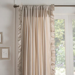 OHS Frill Voile Net Curtains 2 Window Panels Sheer Rod Slot Top Pair Set, Beige - thumbnail 2