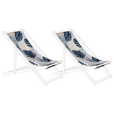 Beliani Set Of 2 Sun Lounger Replacement Fabrics Anzio/avellino 113 X 44 Cm Blue - image 1