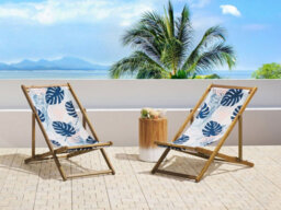 Beliani Set Of 2 Sun Lounger Replacement Fabrics Anzio/avellino 113 X 44 Cm Blue - thumbnail 2