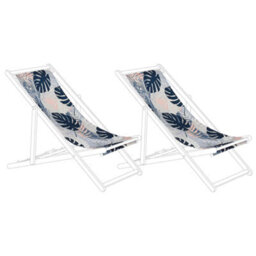 Beliani Set Of 2 Sun Lounger Replacement Fabrics Anzio/avellino 113 X 44 Cm Blue - thumbnail 1