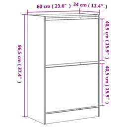 Berkfield Shoe Cabinet White 60X34X96.5 Cm Engineered Wood - thumbnail 9