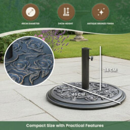 Garden Market Place Resin Garden Parasol Base 9Kgs - Antique Bronze Colour - thumbnail 6