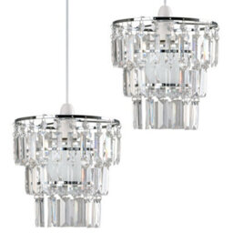 Valuelights Kelsks Pair Of Clear Jewel Droplet Ceiling Lamp Shades - thumbnail 1
