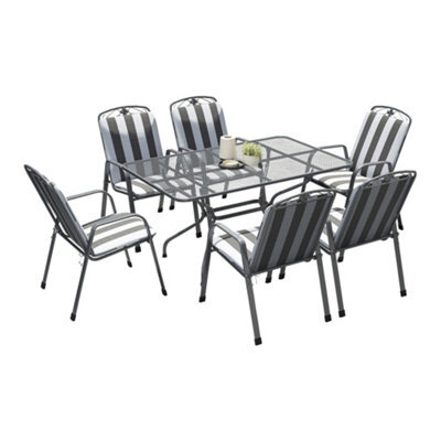 Pacific Lifestyle Savoy Mesh Metal 6 Seater Outdoor Dining Set With Cushions - image 1