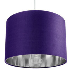 Happy Homewares Contemporary Purple Cotton 12 Table/pendant Lamp Shade With Shiny Silver Inner - thumbnail 3