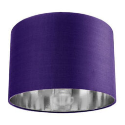 Happy Homewares Contemporary Purple Cotton 12 Table/pendant Lamp Shade With Shiny Silver Inner