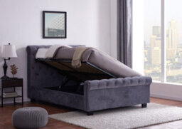 Flintshire Furniture Whitford Double 4Ft 6 Side Opening Ottoman Plush Grey Bed Frame - thumbnail 2