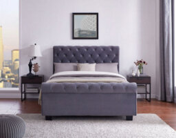 Flintshire Furniture Whitford Double 4Ft 6 Side Opening Ottoman Plush Grey Bed Frame - thumbnail 3