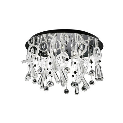 Luminosa Lighting Luminosa Class Flush Ceiling Round 20 Light G4 Polished Chrome/white Glass/crystal, Not Led/cfl Compatible - image 1