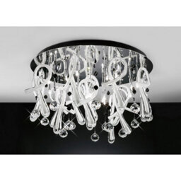 Luminosa Lighting Luminosa Class Flush Ceiling Round 20 Light G4 Polished Chrome/white Glass/crystal, Not Led/cfl Compatible - thumbnail 2
