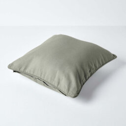 Homescapes Cotton Plain Grey Cushion Cover, 30 X 30 Cm - thumbnail 3