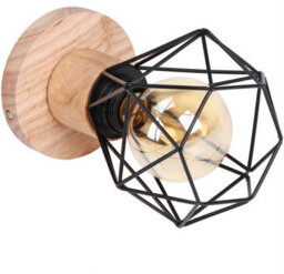 2Pcs Retro Ceiling Light Fixture Vintage Black Ceiling Light Indoor Wood - thumbnail 4