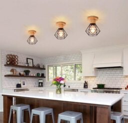 2Pcs Retro Ceiling Light Fixture Vintage Black Ceiling Light Indoor Wood - thumbnail 8