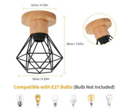2Pcs Retro Ceiling Light Fixture Vintage Black Ceiling Light Indoor Wood - thumbnail 5
