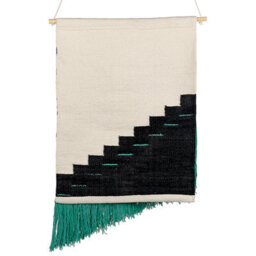 Beliani Multicolour Handwoven Cotton Wall Hanging With Green Tassels, Pine Wood Accent, Vertical Rectangular 56 X 110 Cm - thumbnail 3