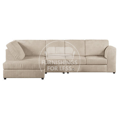 Furnishings For Less UK Luxor Cream Jumbo Cord 4 Seater Corner Sofa Left Hand Facing - Full Back