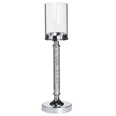 Beliani Candle Holder Abbeville 48 Cm Glass Silver - image 1