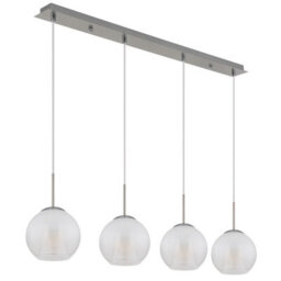 Luminosa Lighting Luminosa Barry Bar Pendant Ceiling Light Nickel Matt Balls Opal Glass Shade 4X E27 - thumbnail 2